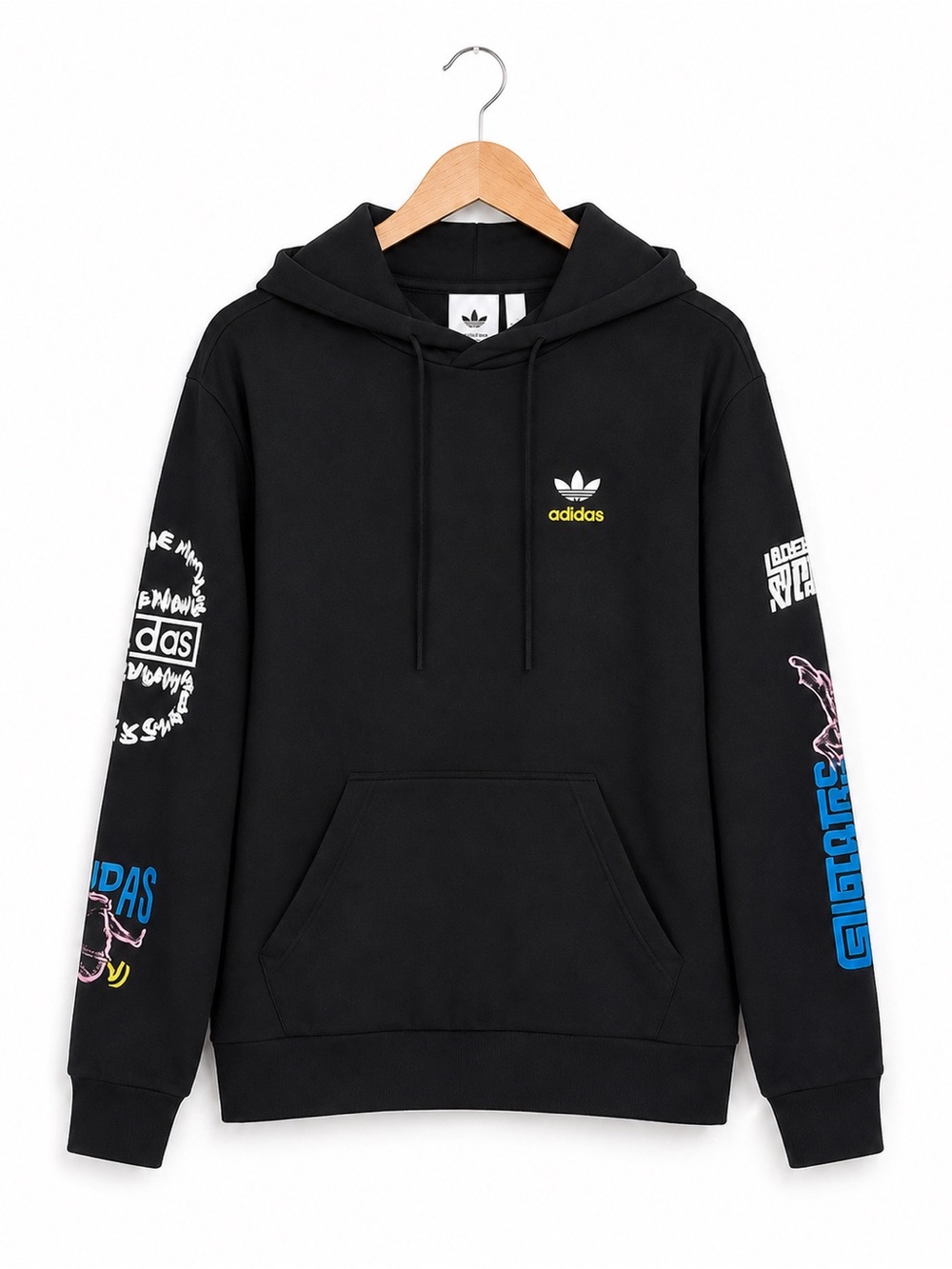Adidas Originals Streetwear Hoodie | Y2K Skater Graphic Pullover Black Small